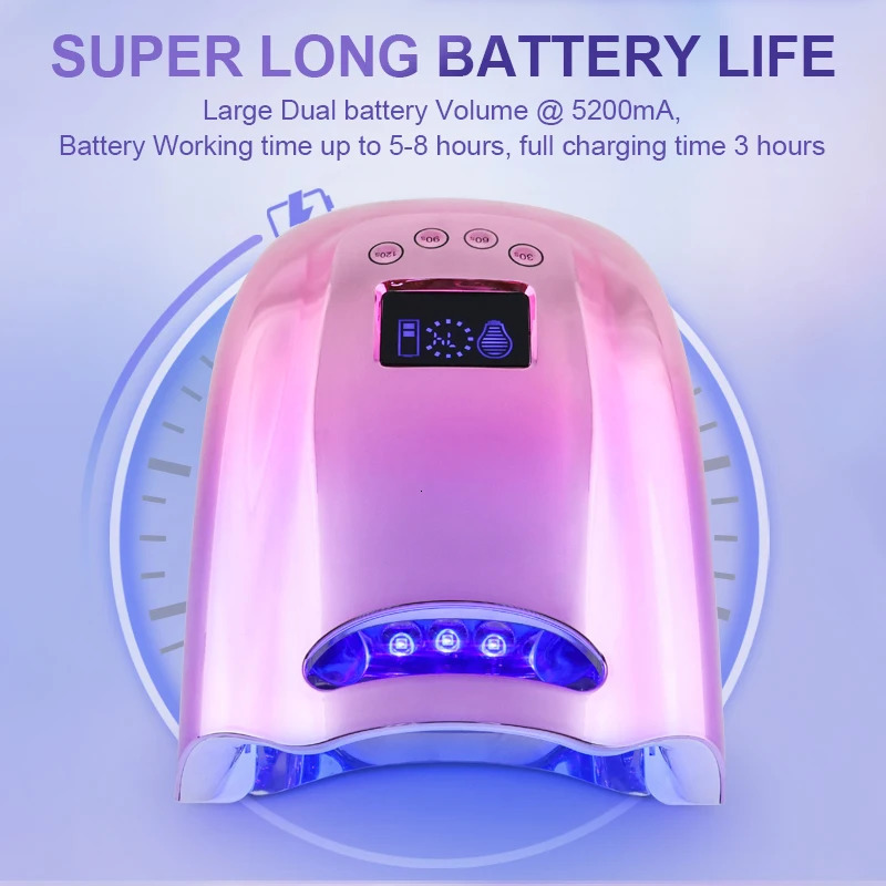128W rechargeable LED UV lamp Wireless battery handle Foot treatment strong curing lamp Cordless nail dryer Fast drying gel 241018