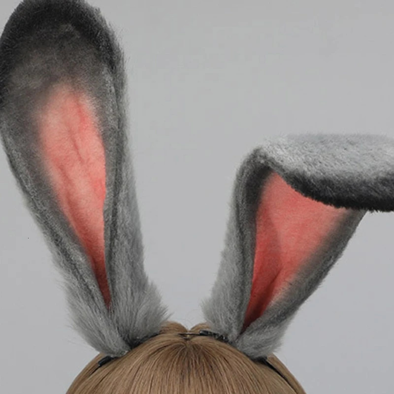 Cute Spring Rabbit Ear Shaped Headband Plush Hair Loop Makeup Live Role Playing Party Earphones for Teenagers 241018