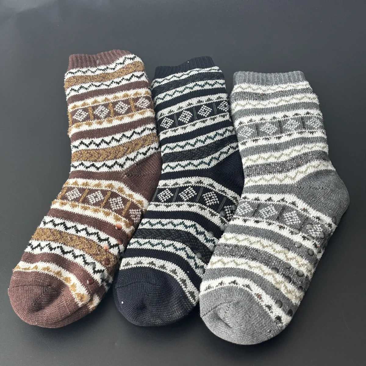 Fuzzy Sock Winter Warm snowflake Fluffy Contton Slipper men Sock House thick Plush Soft non Slip Floor Grip Funny male ChristmasXJ241019