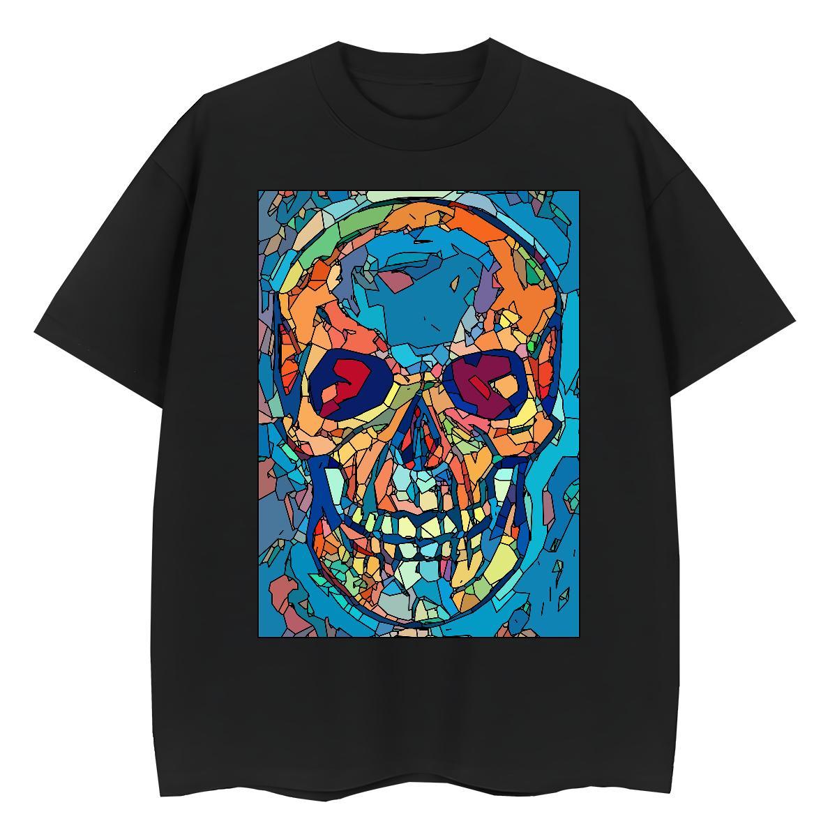 Fashion Casual Woman T Shirts 100% Cotton 230g Crew Neck Breathable Daily Wear skull Women Tshirts Designer Black Oversized Clothes Shirt