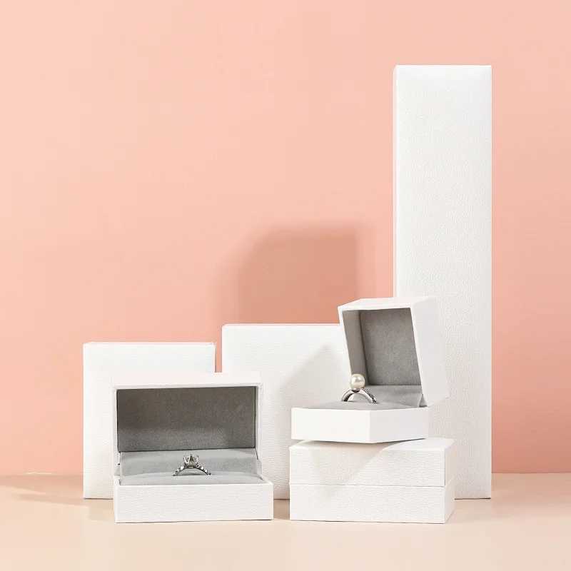 White leather paper bead treasure box ring necklace bracelet jewelry storage box gift packaging box W241019