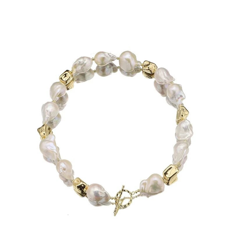 100% natural irregular freshwater Baroque pearl necklace suitable for womens 14K gold filled gold nugget fashion light 241018