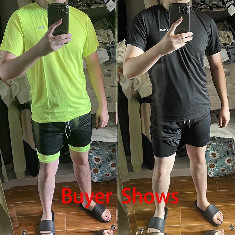Mens running set summer sportswear gym fitness set quick drying T-shirt+short sportswear training sportswear W241018