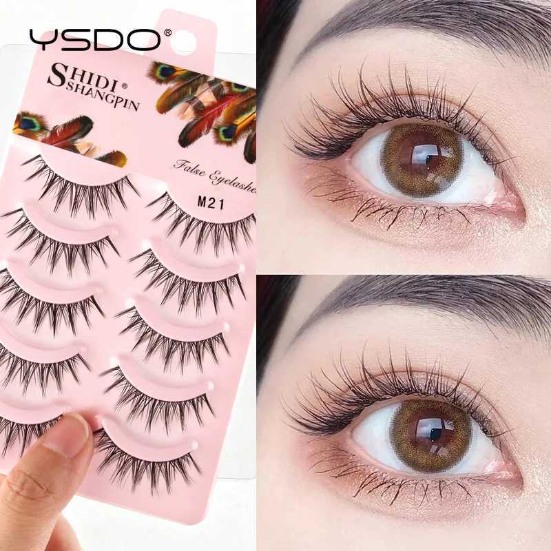 YSDO 3/5Pairs Manga False Eyelashes Wet Lashes Cross Anime Cosplay Spiked Eyelashes Naturally Soft Korean Makeup Lash ExtensionXJ241019