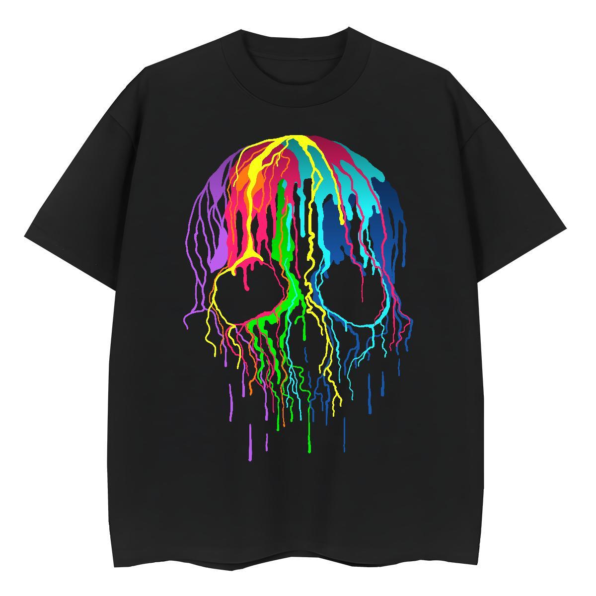 Fashion New T-Shirts for Women 230g 100% Cotton O-Neck Short Sleeve Street Casual skull Unisex Tshirts Designer Floral Print Tops Tees