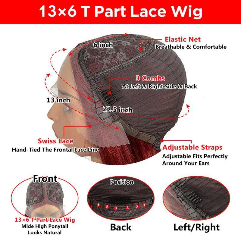 Hair Burgundy BOWBAY Lace Front Wigs Human Bob Wig x Red for Women