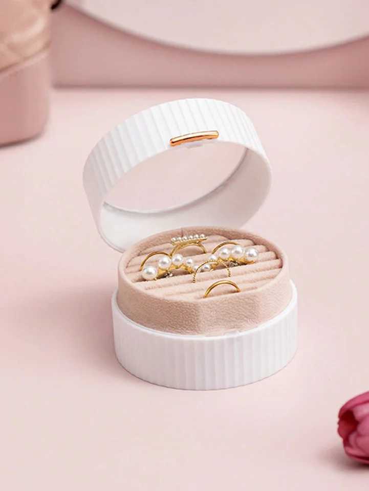 1 travel jewelry box circular ring storage box used for rings pendants earrings necklaces organizer storage racks small bead treasure boxes W241019