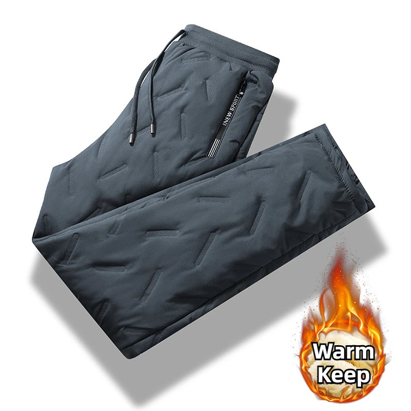 Mens crotch less pants winter open crotch less thick sweat pants 7XL large sports casual pants with three hidden zippers 241018