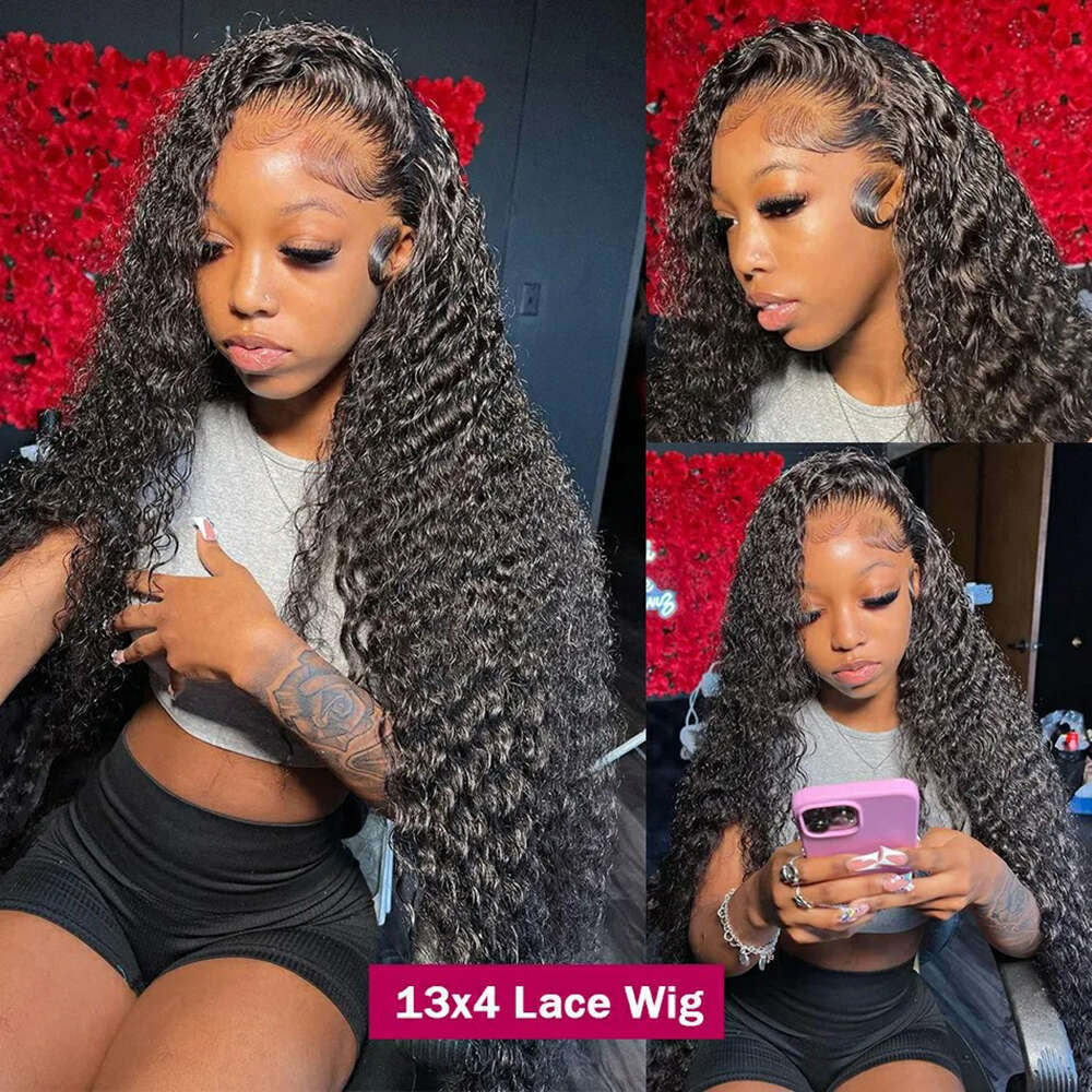 HD Density x Transparent Lace Front Human Hair Wigs For Women Brazilian Inch Deep Curly Wave Frontal Wig al