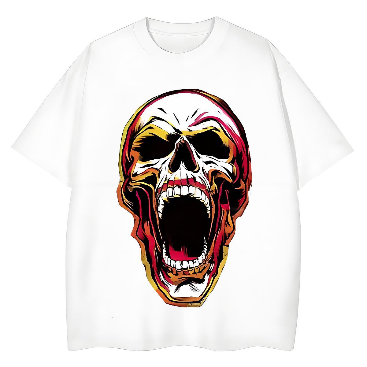 2024 T shirt 230g Cotton Round Neck Short Sleeve Beach scary Lady T shirt Free Shipping Customized Print Wear