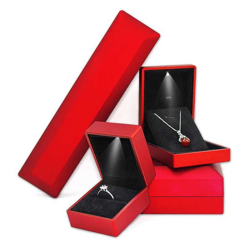 High end luxury heart-shaped LED wedding ring box with display screen storage jewelry decoration box ring pendant bag birthday W241019