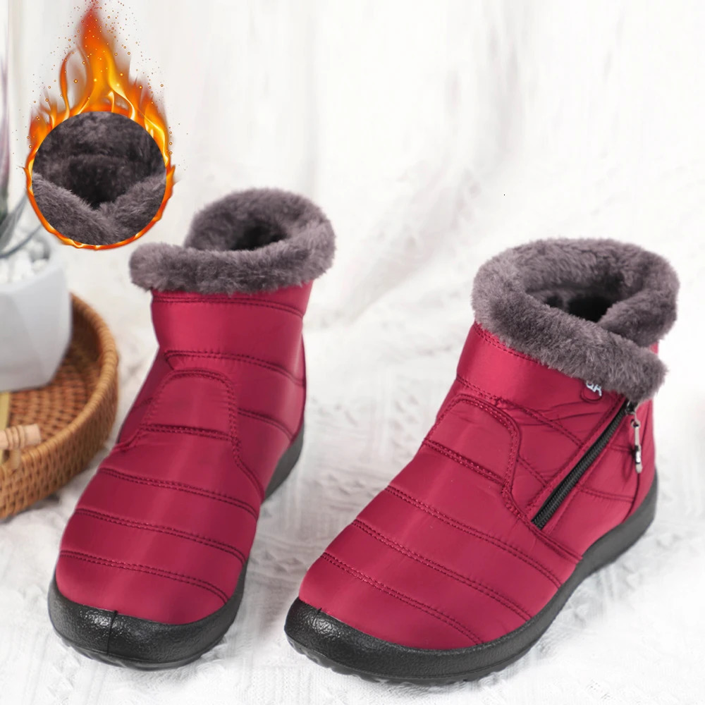 Winter Womens Waterproof Snow Boots Winter Womens Casual Lightweight Ankle Boots Warm Fur Winter Boots Botas Mujer 241018
