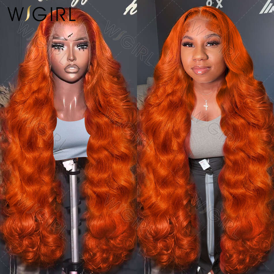 30 32Inch Ginger Orange Body Wave Wig Brazilian 220% 13x4 13x6 HD Lace Frontal Human Hair Wigs For Women