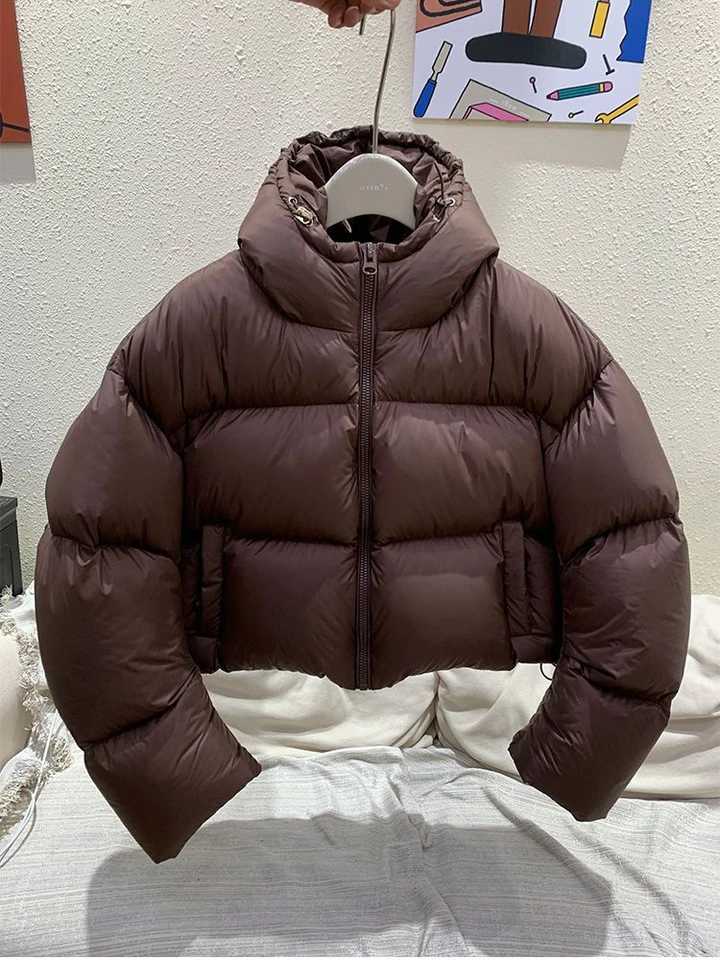 Women's Down Parkas 2024 Winter Womens Down Jacket Ultra Light Casual Jacket Womens Inflatable Jacket Short Hooded Parka Drawstring Coat Y2410190
