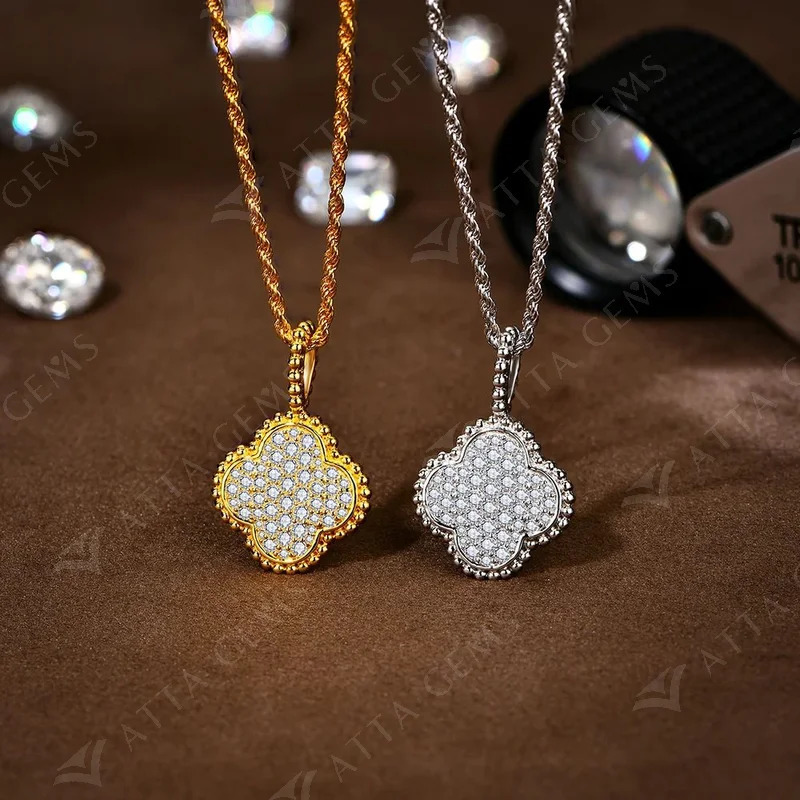 Attachment Womens D-color Full Round Necklace S925 Solid Silver Sparkling Pendant Engagement Wedding Party Gift 241018