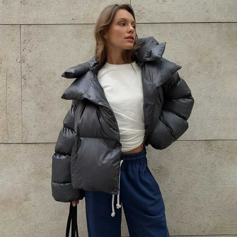 Women's Down Parkas Talenza Thick Parka Jacket Long Sleve Paddle Jacket Womens Winter Warm Zipper Casual Jacket Hooded Pocket Paddle Jacket Women