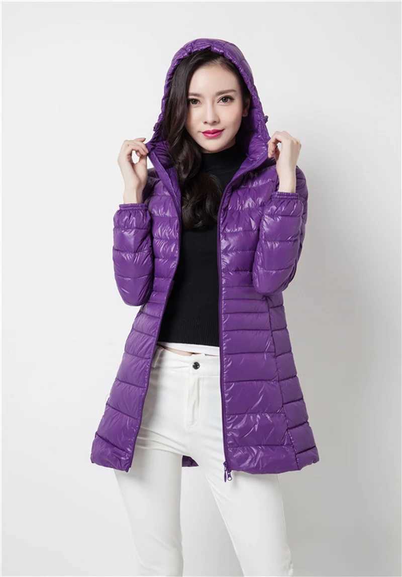 Women Spring/Autumn Ultra Lightweight Quilted Jacket 2023 New Woman Water and Wind-Resistant Big Size women Hoodies coatX241019