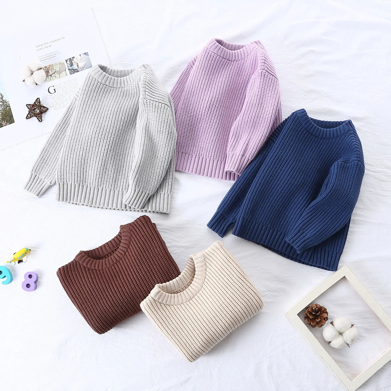 Children Baby Loose Sweater Knitted Autum Winter Boy Girl Clothes Round Neck Kid Toddler Pullover Outerwear 241018