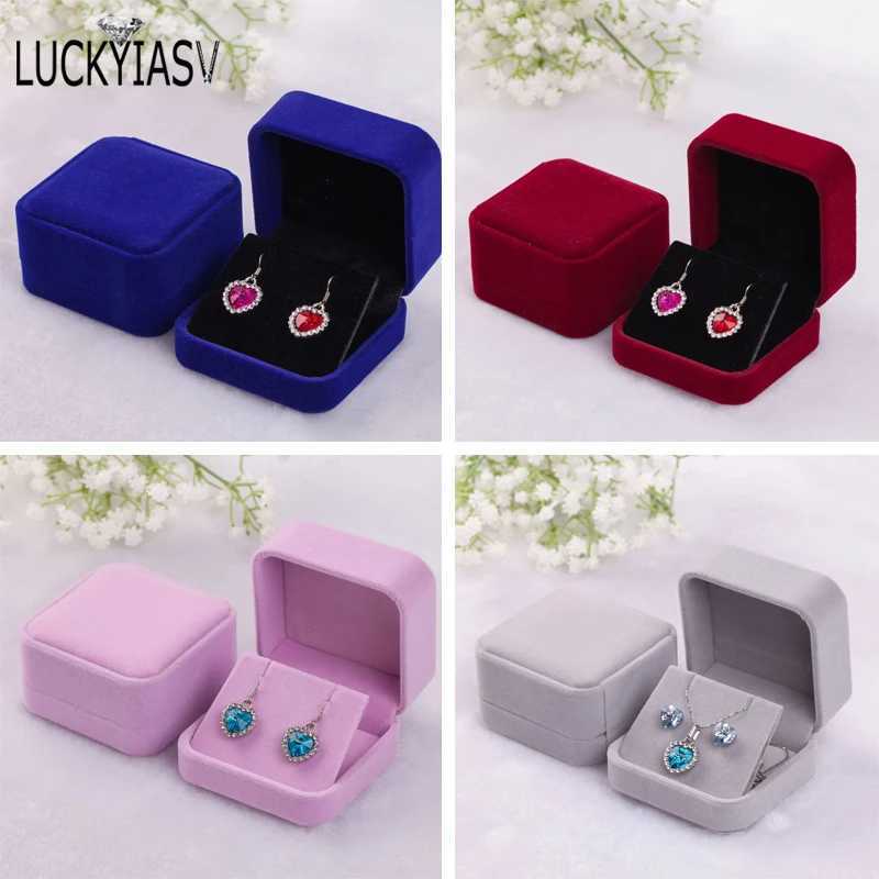 Velvet Jewelry Storage Box Earrings Pendant Jewelry Box Velvet Box Earrings Plastic Display Box 7 * 7 * 4cm W241019