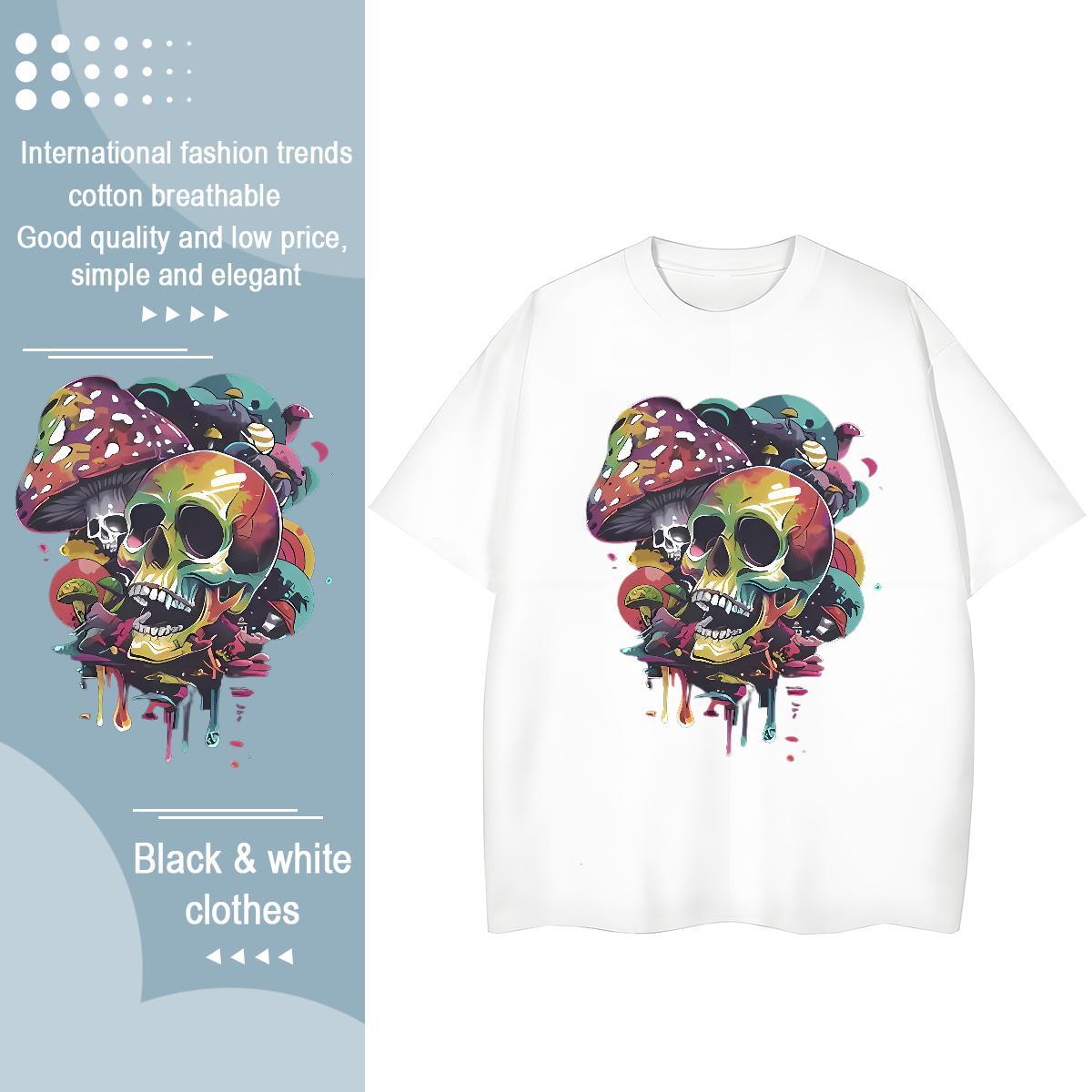 Factory Direct T-Shirts 230g Cotton Short sleeve Soft Street Casual skull Woman Tshirt Comfortable Oversized Tee Shirt