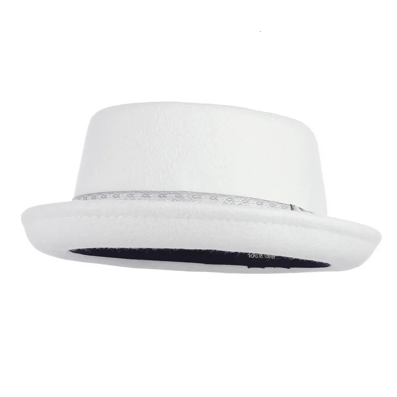 GEMVIE 100% wool mens pigskin hat suitable for dad Uniex white black top hat ladies gentlemen flat bowler ladies Fedora 241018