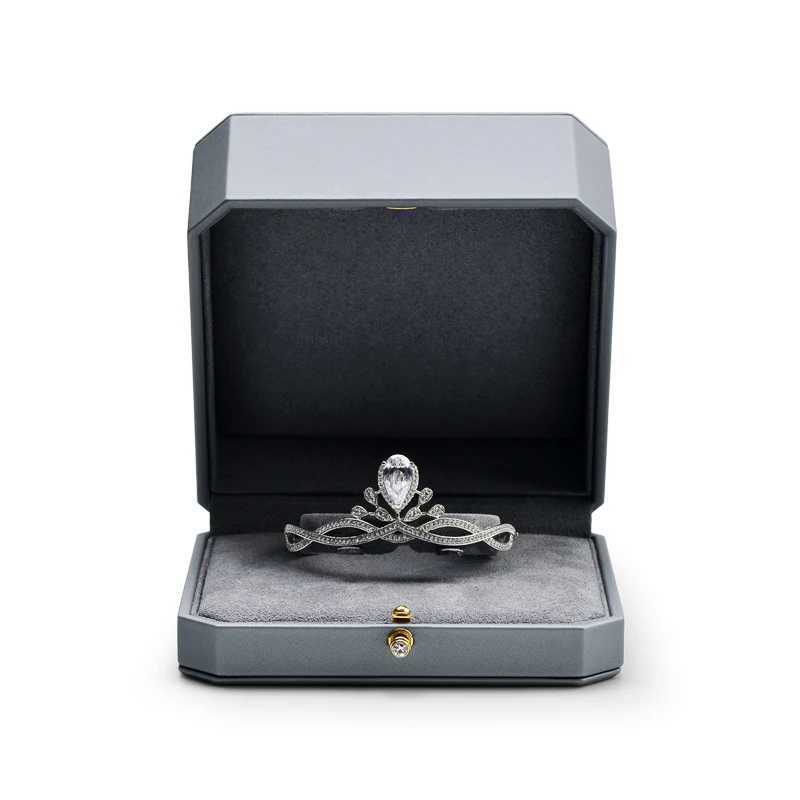 Oirlv Premium leather double ring couple box used for wedding ceremony engagement pendant earrings necklace holder jewelry gift box W241019