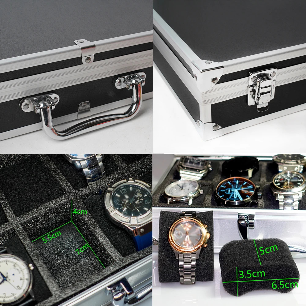 10/18/24 Grid Portable Aluminum Case with Handle for Large Capacity Storage of Jewelry and Watch Display Cases 241018