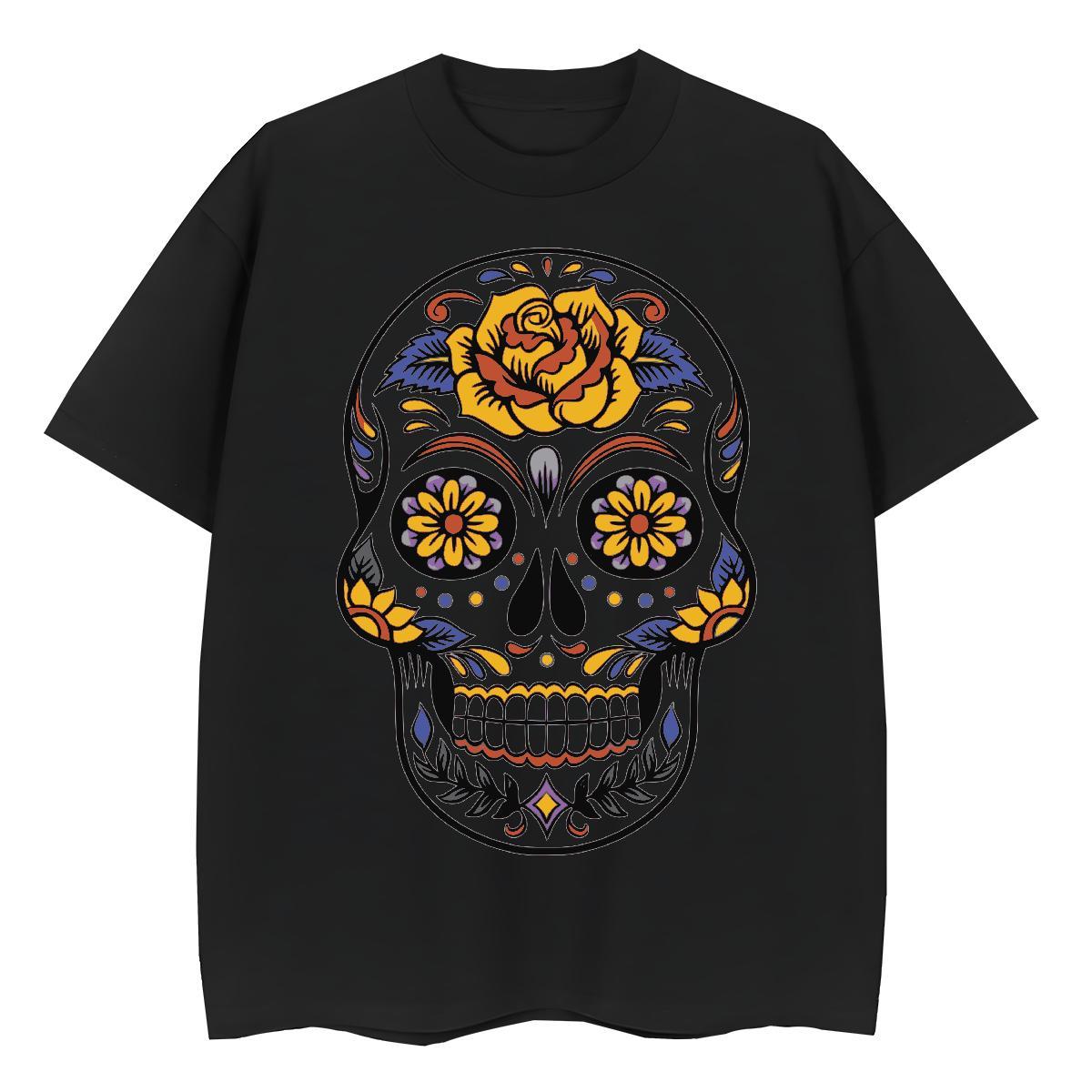 DIY T Shirts Women 230g 100% Cotton Breathable Crew Neck Daily Wear skull Tshirt for Man Woman Wholesale DIY Anime Printed Tshirts
