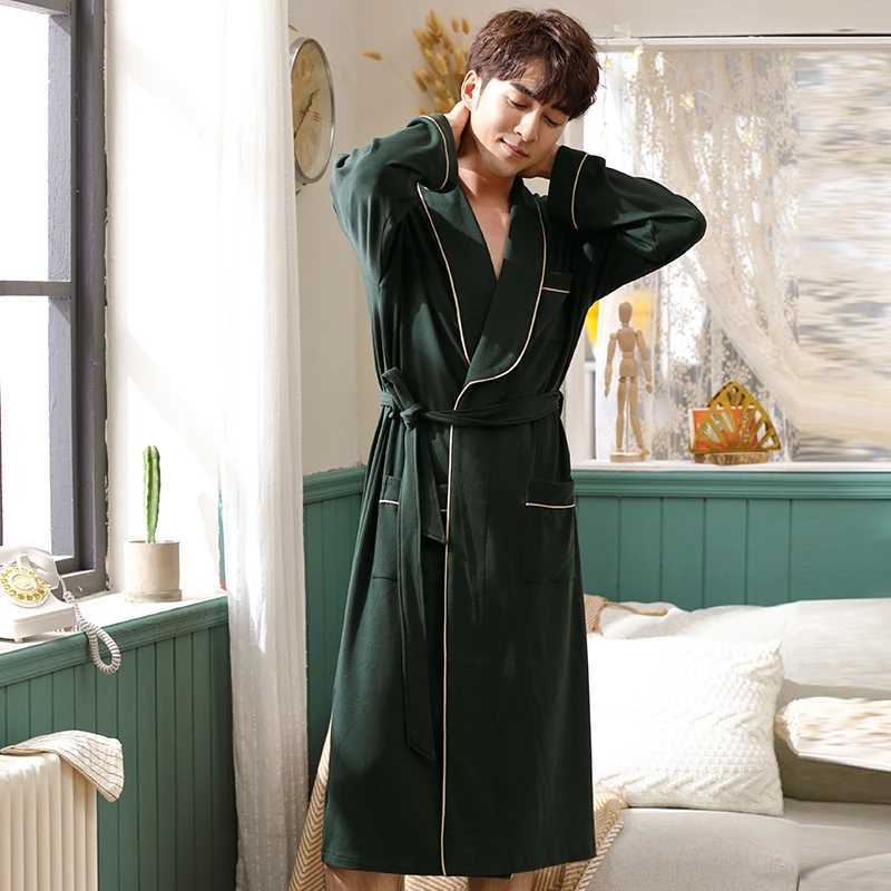 2022 New male gowns autumn roupao de banho big yards M-3XL bathrobe men high quality cotton long sleeve brand pajamas male robeXJ241018
