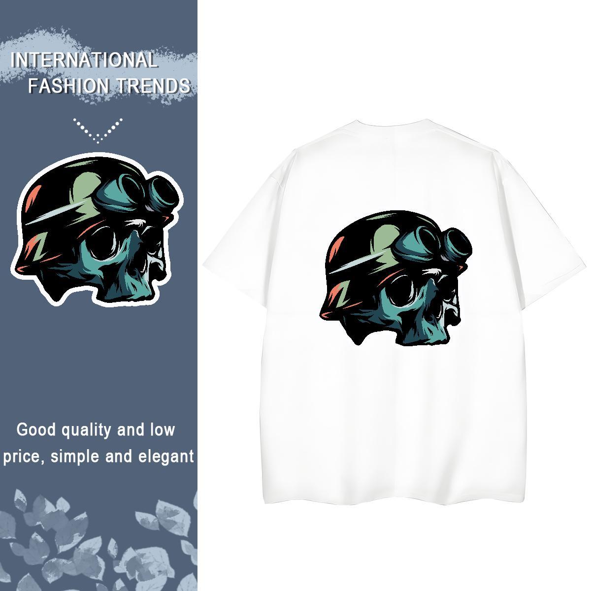 New T-Shirts 100% Cotton 230g Short sleeve Soft Casual Sport skull Lady T shirt Free Shipping Cartoon Print Top Tees