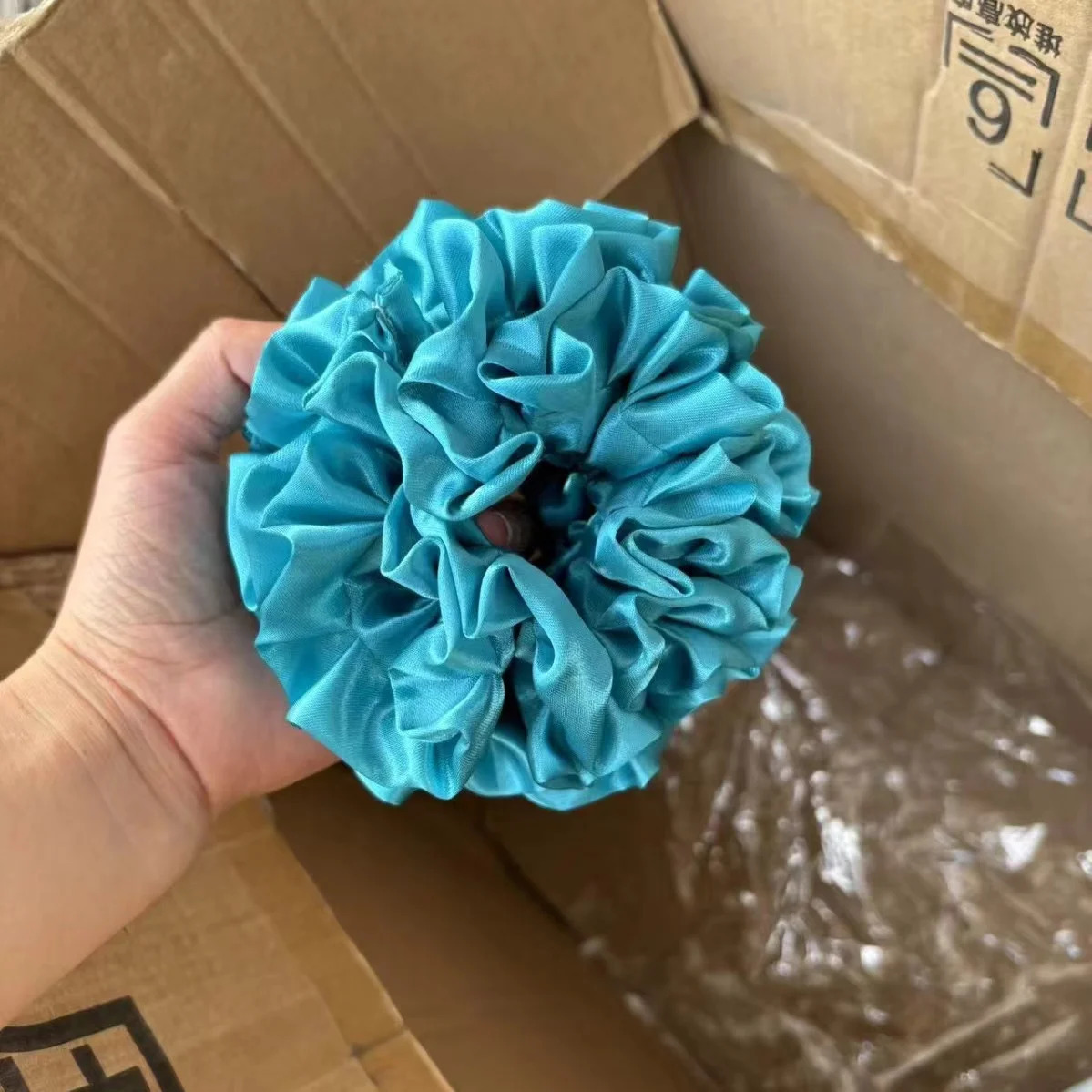 Korean womens colorful elastic headband tie hair strands large floral satin hair rope charming ponytail hair accessories 241018