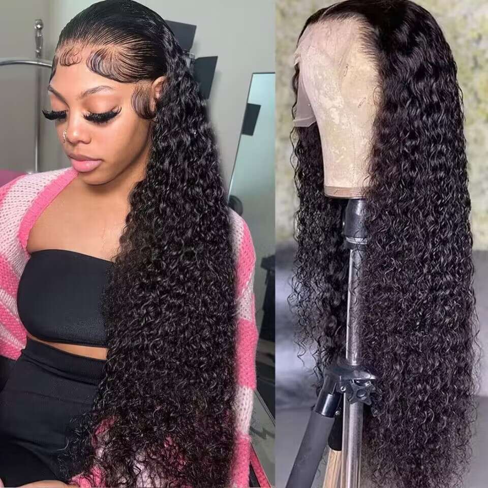Deep Wave Density Lace Front Human Hair Wigs For Women Inch Brazilian Water Curly Closure Wig Pre Plucked Baby