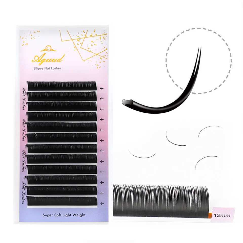 AGUUD B C CC D DD Curl 7mm Matte Flat Lashes Ellipse False Individual Mink Eyelash Split Tips 7mm Short Flat Eyelash ExtensionsXJ241019