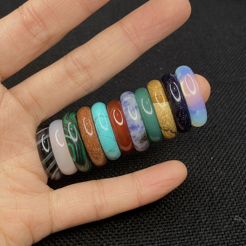 Crystal Agate Ring Natural Gemstone Carnelian Stacking Rings Reiki Energy Good Luck Charms Jewelry Gift for Women and Men 241010