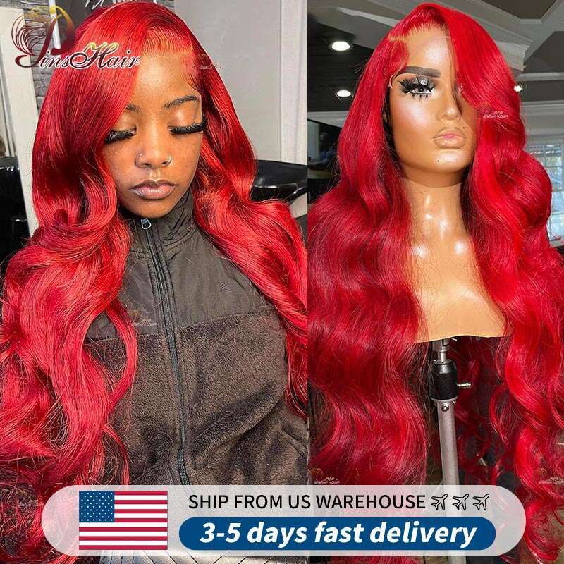 Red Body Wave Front Wigs Bury 99J Colored 13X6 Lace Frontal Wig Remy Human Hair Pre Plucked For Women180%