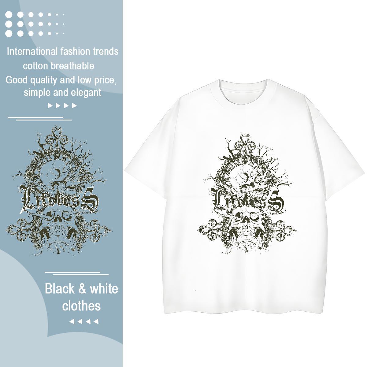 Fashion Casual Women T Shirts 230g Pure Cotton Crew Neck High Street Hip Hop skull Lady T shirt Nice Customized Top Shirts