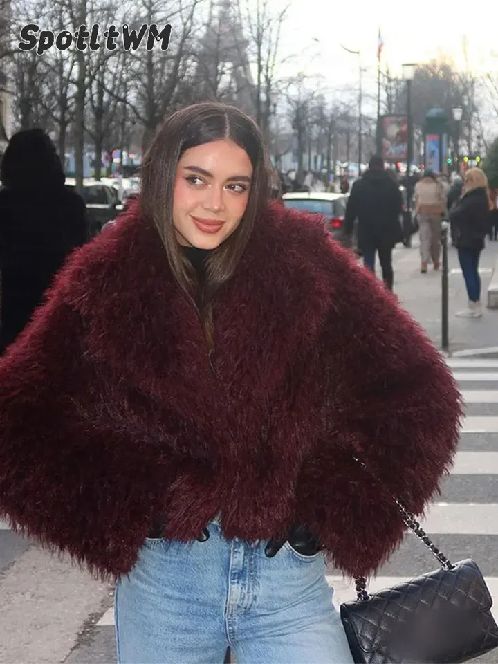 Fashionable Warm Fluffy Faux Fur Coat for Women Elegant Collar Long Sleeve Open Collar cardigan for Women Fashion Winter Street Coat 241018