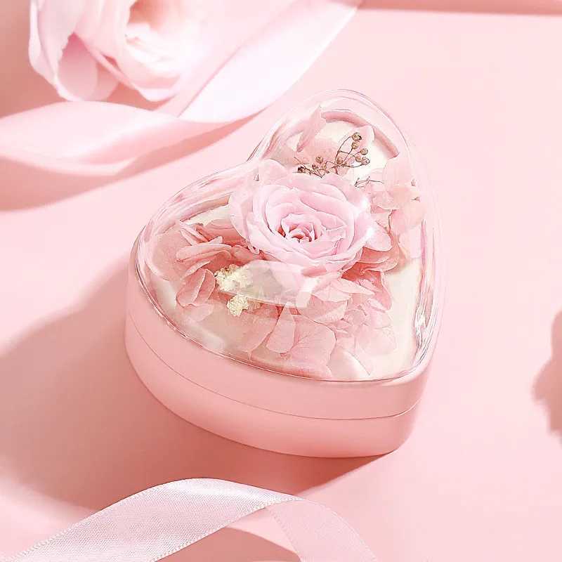 1 piece of 7.1x6.2x6.5cm pink/dark blue Valentines Day dried flower ring pendant box 520 recommended ring box jewelry storage W241019