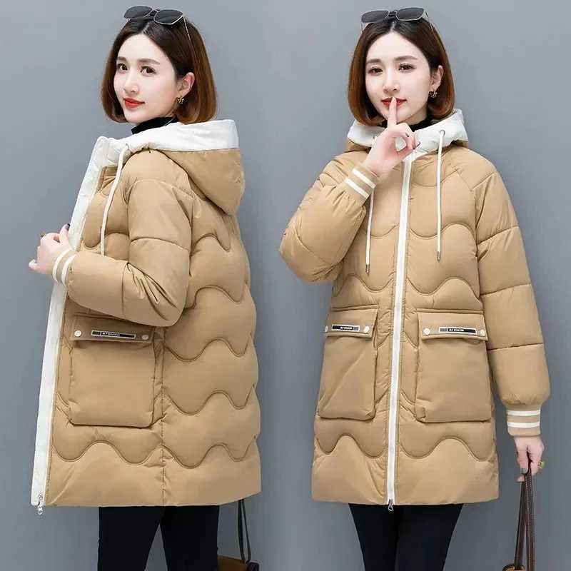 Long Winter Jacket Women Down Cotton Coats 2024 New Cotton Padded Puffer Parka Coat Women Hooded Outwear Thicken Warm Jacket 4XLX241019