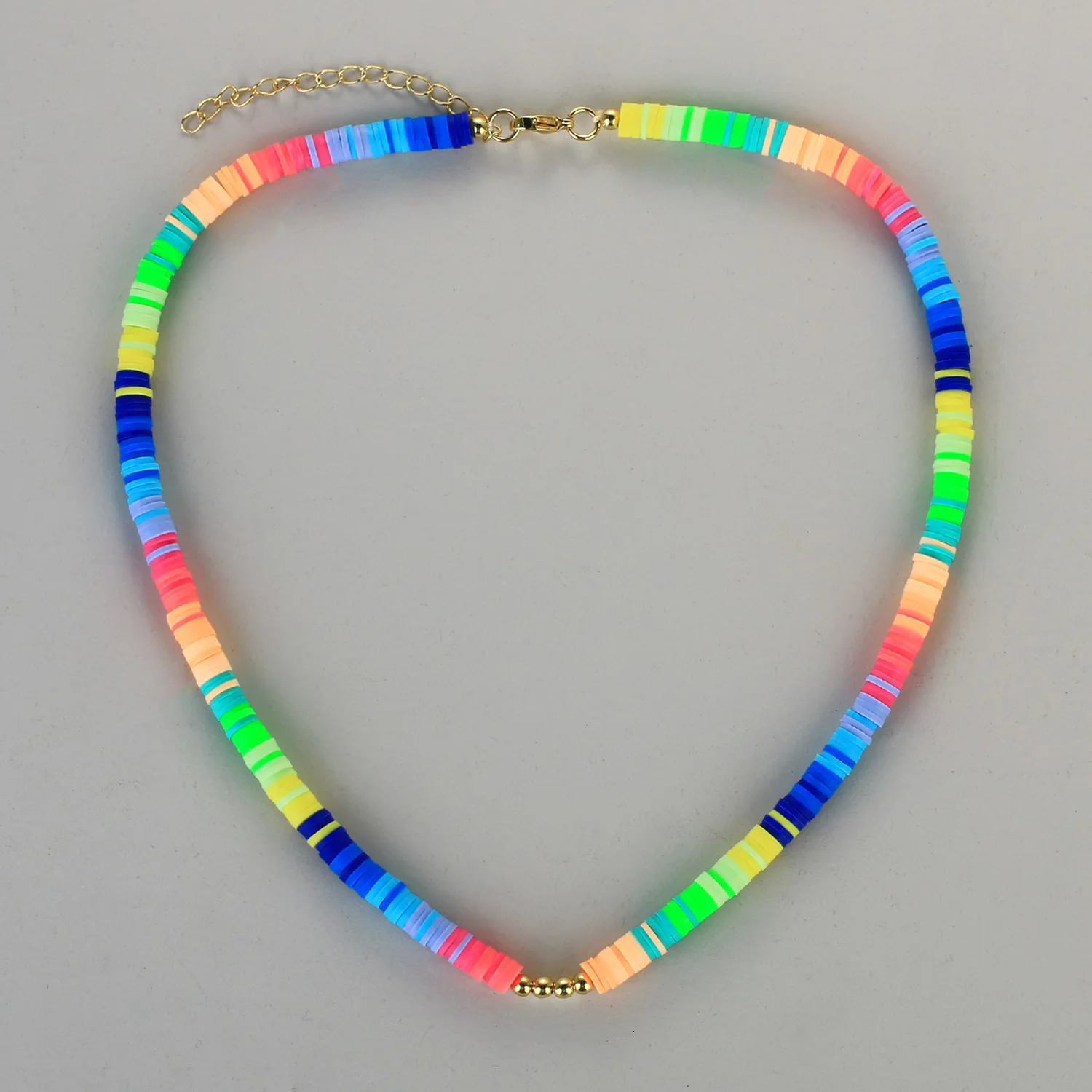 KELITCH Heishi bead necklace Bohemian womens necklace handmade rainbow color necklace polymer clay fashion jewelry wholesale 241018