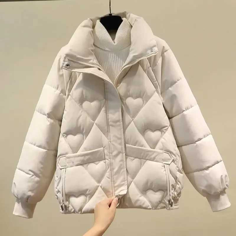 Women Korean Thick Warm Down Cotton Puffer Jacket Long Sleeve Hooded Parka Winter Coat Pockets Solid Plus Size Loose OvercoatX241019