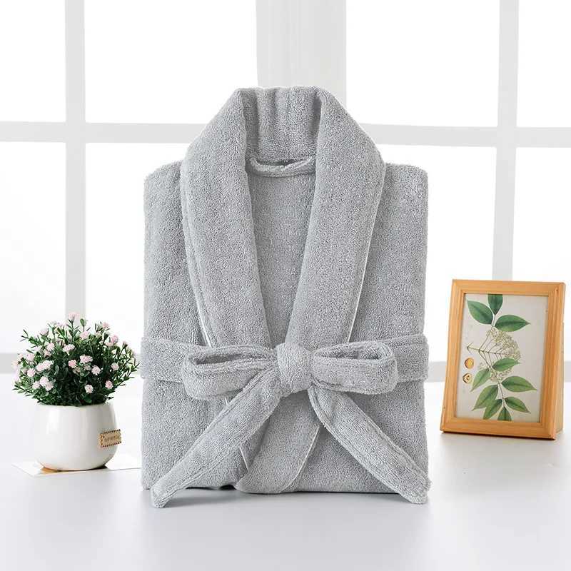 100% Cotton Long Thick Absorbent Terry Bath Robe Kimono Men LightWeight Waffle Towel Bathrobe Sleepwear Women Dressing GownXJ241018
