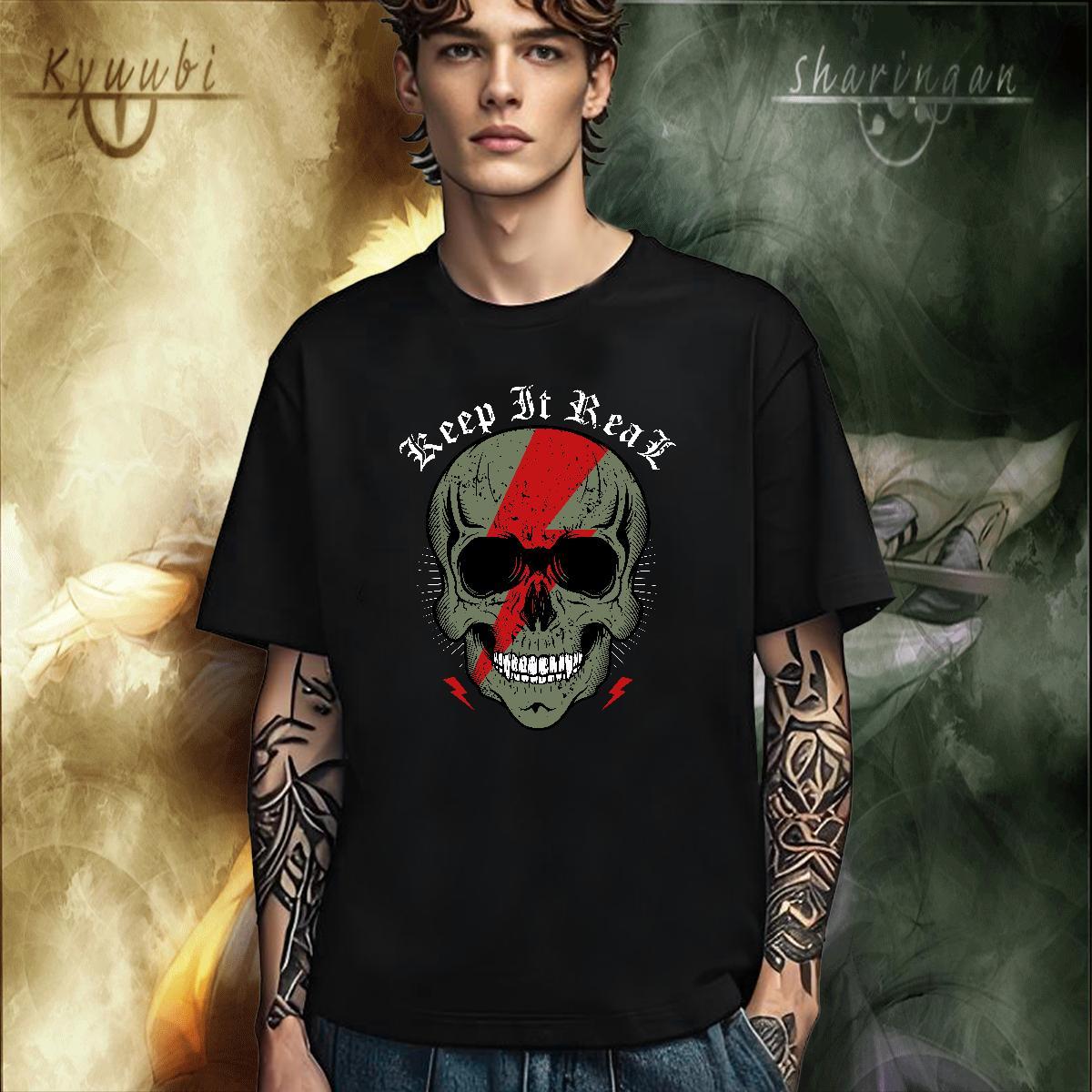Free Shipping T Shirt For Man 230g 100% Cotton skull High Street Hip Hop Custom Anime Pure Cotton Mens Tshirts Customized Polos