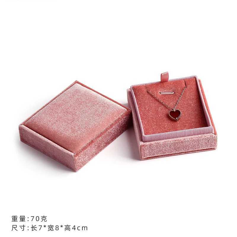 Exquisite handmade vintage velvet pendant necklace box gift box pink ribbon storage ring box jewelry packaging high quality W241019