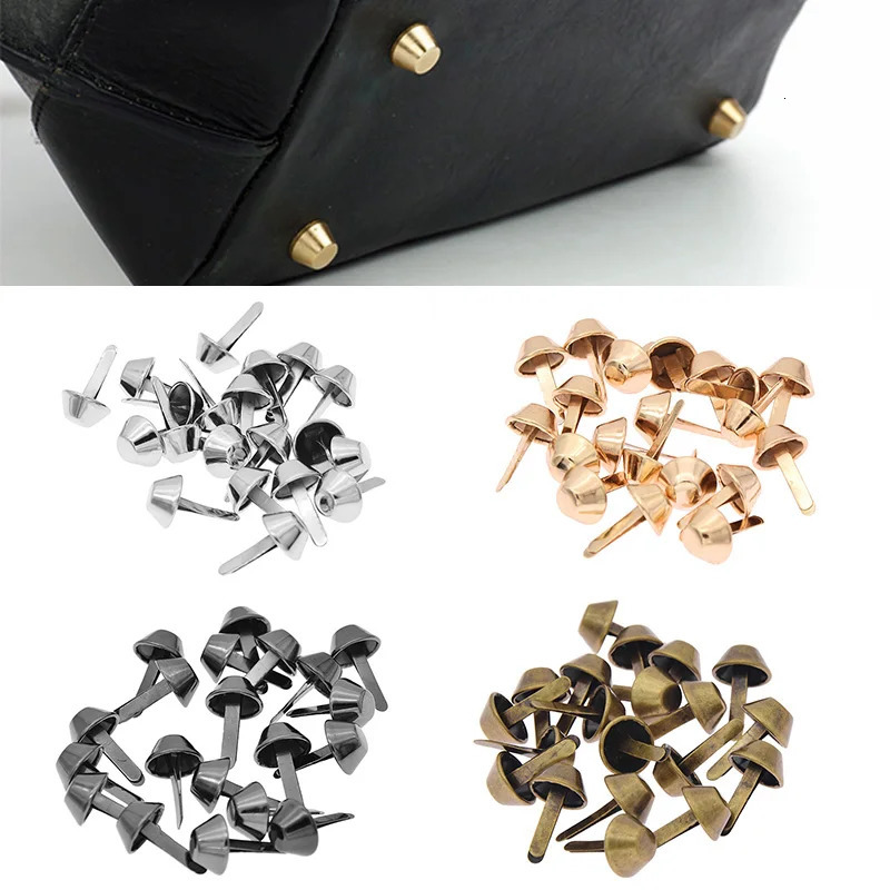 20pcs 12mm Luggage Hardware Base Decorative Twolegged Fork Nails Manual Metal Bag Bottom Nail Foot DIY Accessories 241017