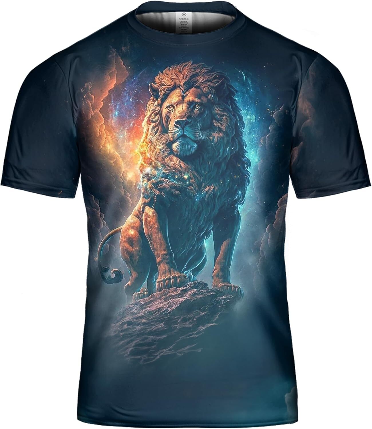 Mens T shirt Lion Shirts for Men Women 3D Print Design Leo Zodiac Lightning Wildlife Short Sleeve Unisex Animal Print Shirt tee Casual tops summer clo