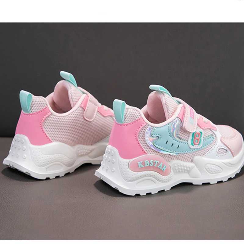Athletic Outdoor Childrens sports shoes girls jackets sports shoes cute casual shoes mesh breathable teeth lightweight running shoes H241019