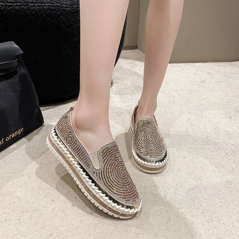 Thick soled shoes 2024 new model, thick soled, low cut, shallow mouth, sequins, large size, fashionable, sports and casual single shoes for women