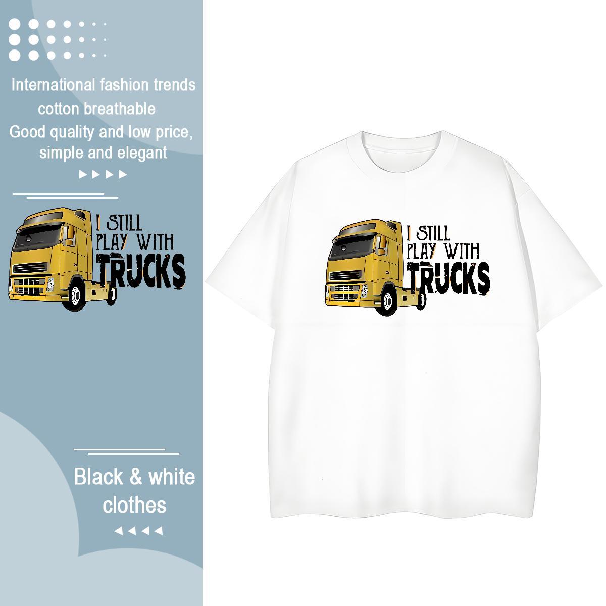 TOP Quality Womens T Shirts 230g 100% Cotton Short sleeve Soft Hip Hop Street car Women Tshirts Popular Cartoon Floral Printing Tees Shirts