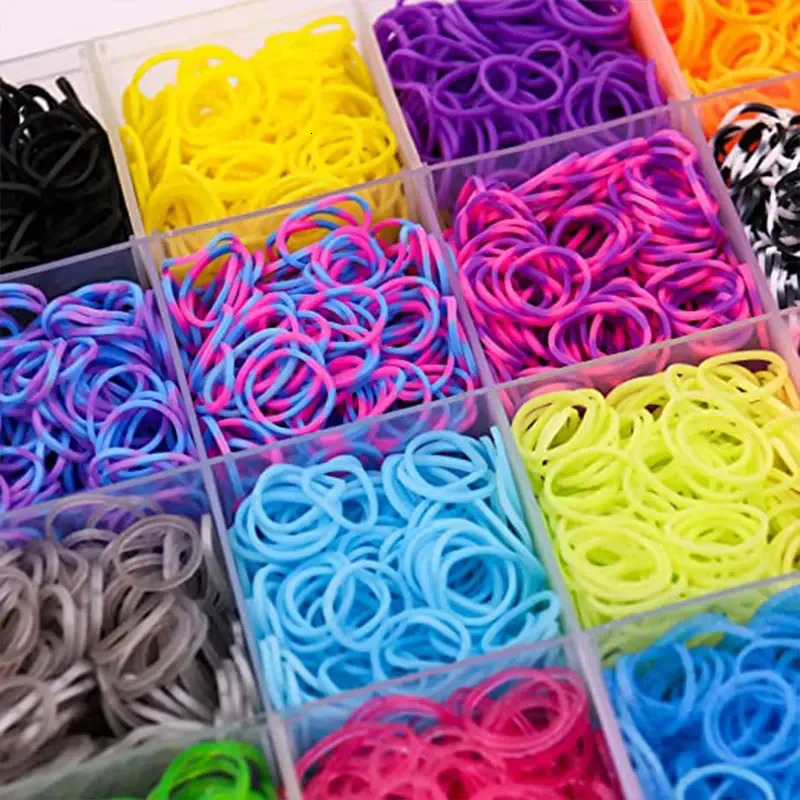 DIY Toy Weaving Machine Rubber Tape 10000pcs Silicone Tape Elastic Filling Kit ABC Stickers Bracelet Making Kit Girls Weaving Machine Tape 241018